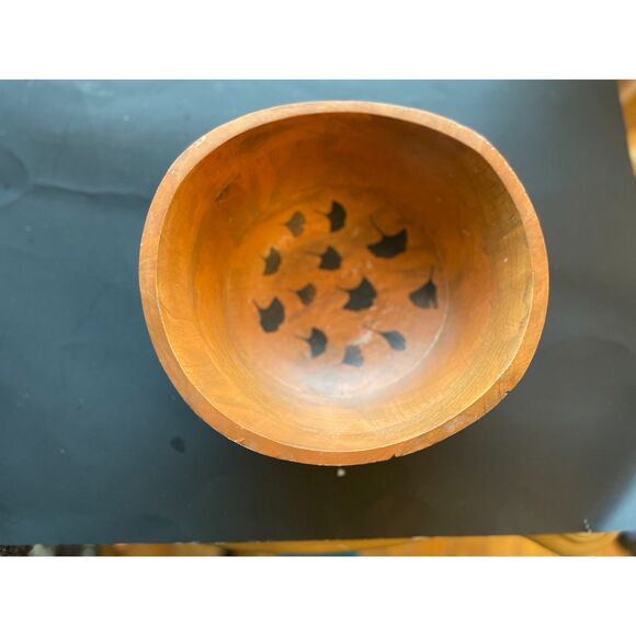 Wooden Carved Recipe Box & Hand-Carved Bowl - Picture 2 of 7